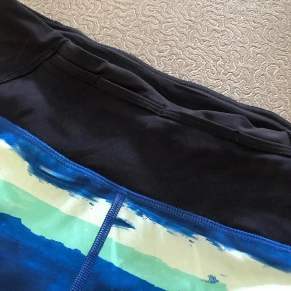 Lululemon Pace Pusher Crop *Full-On Luxtreme Brush Strokes Harbor Blue Menthol - Picture 4 of 15